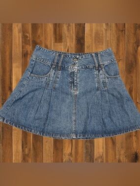 Y2K Panel Denim Mini Skirt Low Rise Vintage 2000s